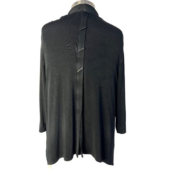 Travelers by Chicos 3/US XL16-18 Black Cardigan Open Front 3/4 Sleeve Button Bac - Picture 4 of 11